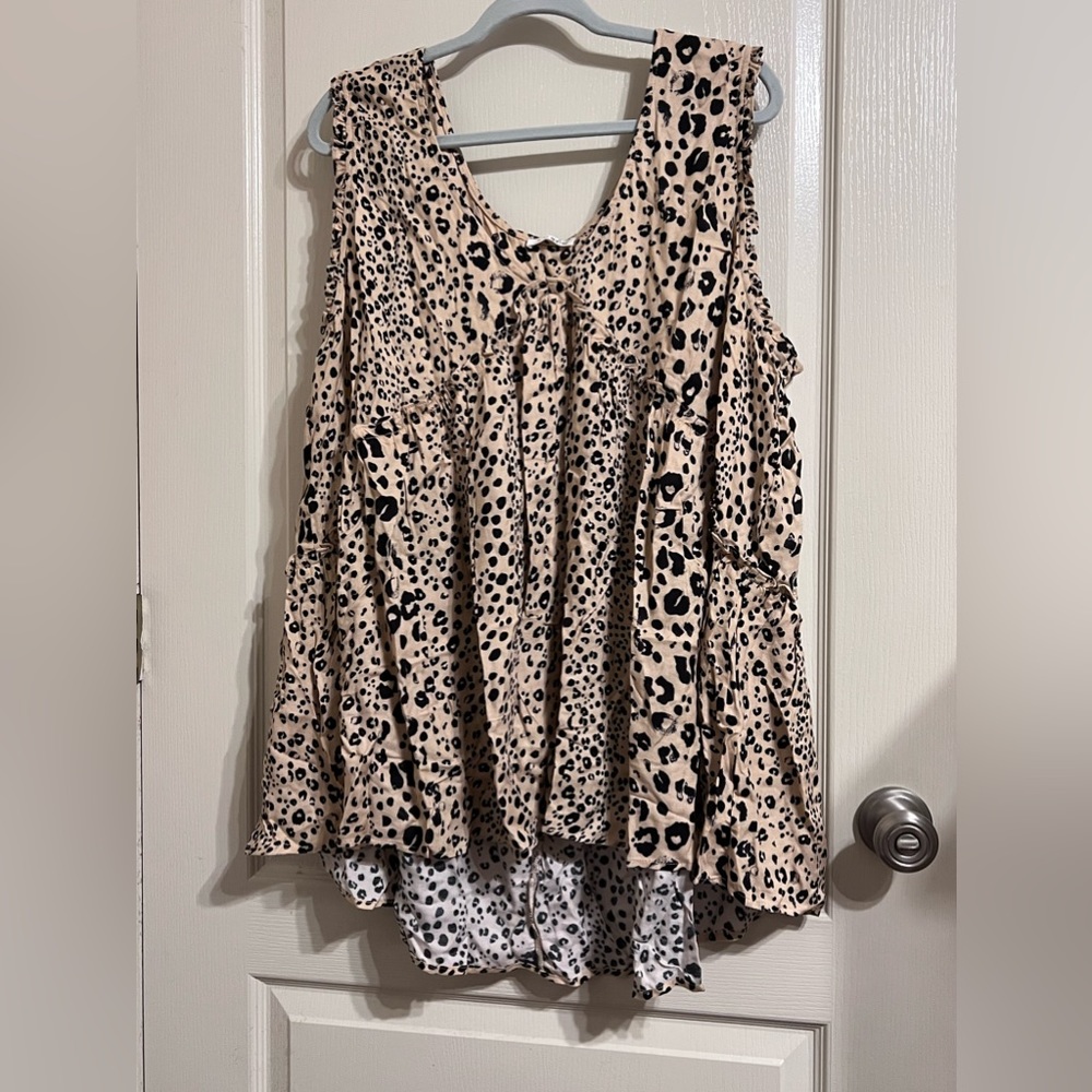 Leopard Print Babydoll Top
